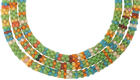 Old Flower Bohemian/Czech Glass Trade Beads, 26" Strand, Vintage - alternate view