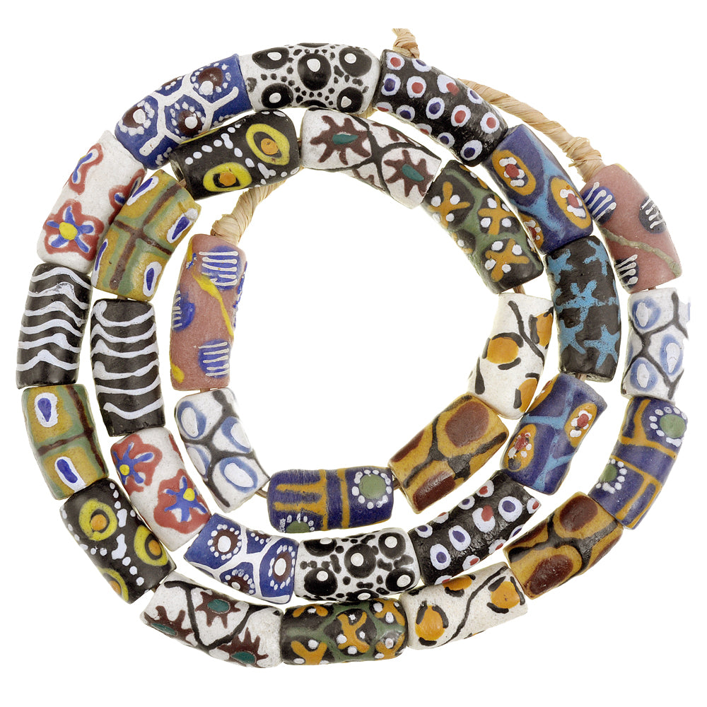 African Trade Beads - Fancy Powder Glass Beads From Ghana, 10-11Mm