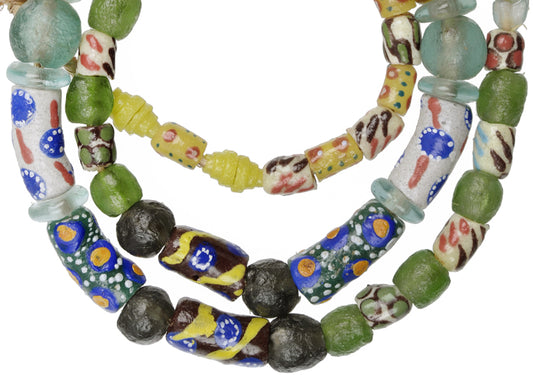 Krobo Recycled Fancy Mix Beads - African Powder Glass Strand - alternate view