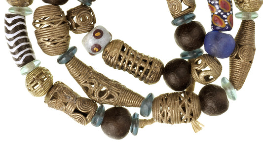 Mixed African Trade Beads - Krobo Glass & Brass, 10-15Mm - alternate view