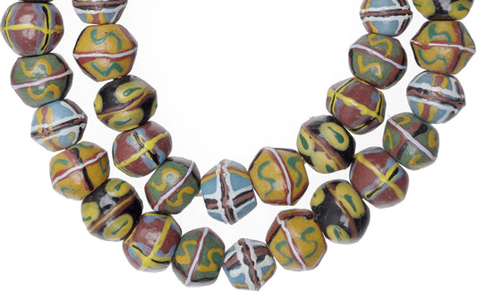 African Trade Beads - Fancy Krobo Powder Glass Beads, 14-18Mm, Ghana - alternate view