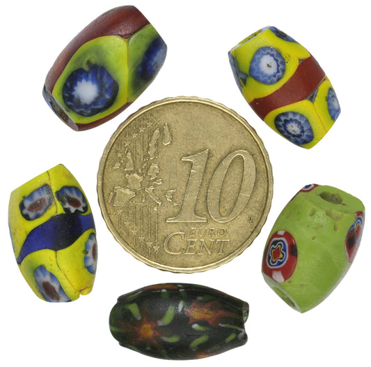 Antique Venetian Oval Millefiori Mosaic Glass Trade Beads - 1900S African Trade - alternate view