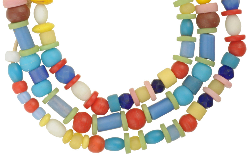 Vintage Bohemian Czech Glass African Trade Beads 5-9Mm - close-up