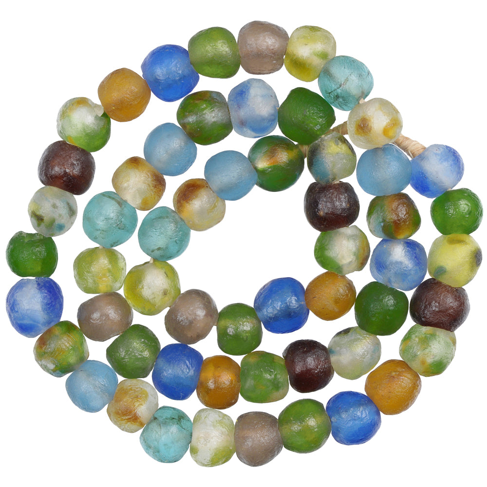 Colorful Translucent Krobo Glass Beads 13-14Mm Handmade African Trade Beads