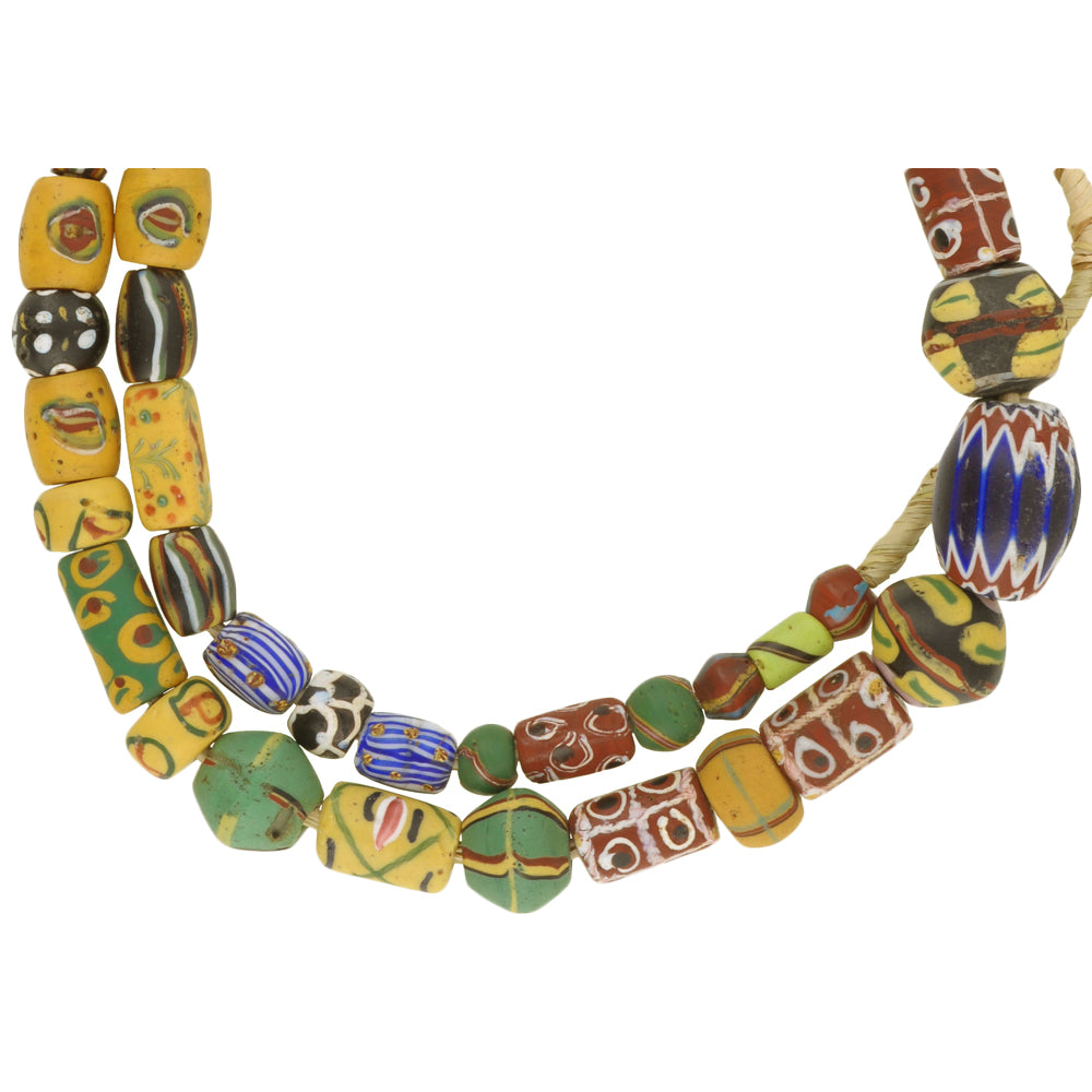 Antique Venetian Chevron, Eye Beads, African Glass Trade Beads - close-up