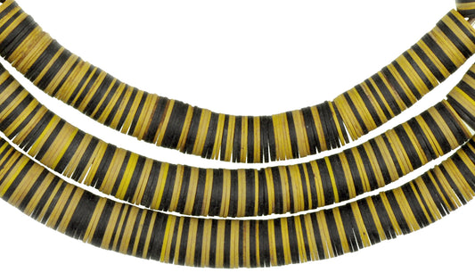 Old Bohemian/Czech Black & Yellow Vulcanite Disks African Trade Beads - alternate view