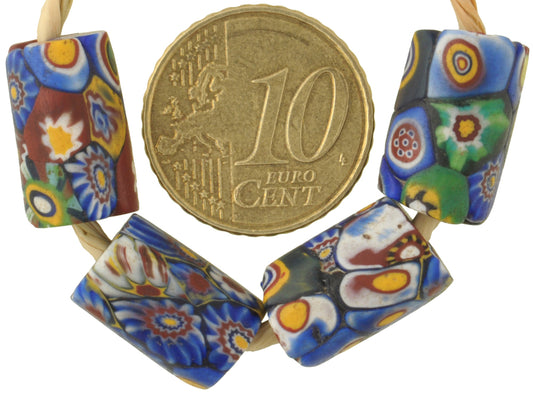 Antique Multimurrine Millefiori Venetian Mosaic Glass Trade Beads, 14-16Mm - alternate view