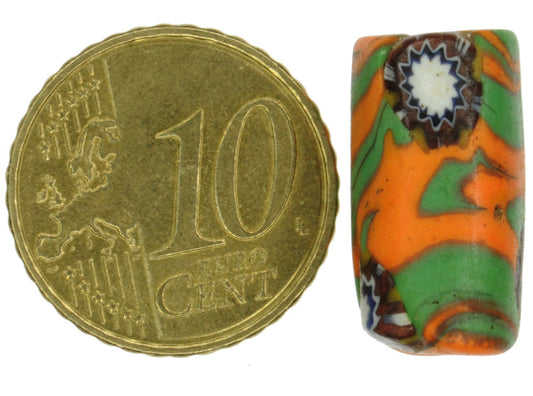 Rare Antique Venetian Millefiori Mosaic Glass Trade Bead, 19X10Mm - alternate view