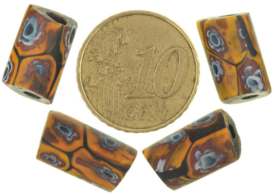 Antique Venetian Millefiori Mosaic Glass Trade Beads - 14-15Mm Rare African Trade Beads - alternate view