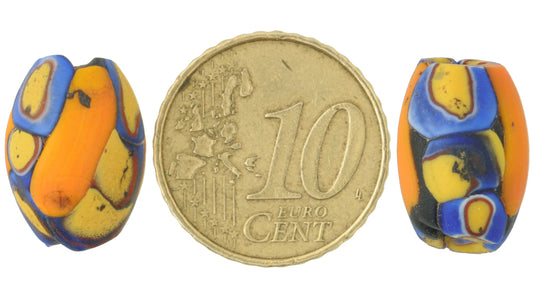 Antique Orange Oval Venetian Millefiori African Trade Beads 16Mm - alternate view