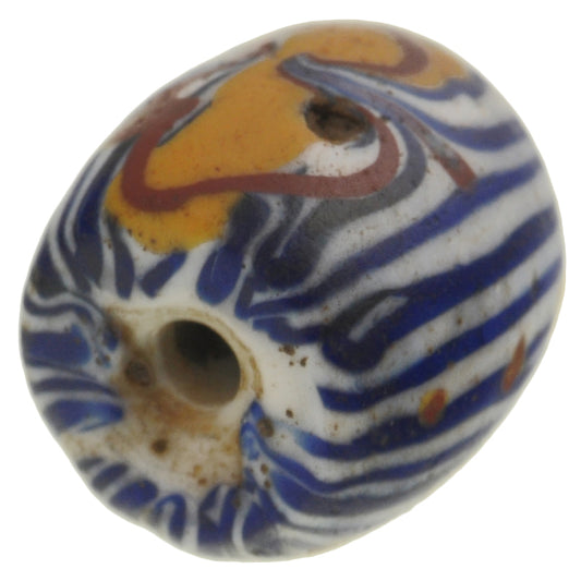 Rare Antique Oval Fancy Venetian Lampwork Bead - African Trade Bead - alternate view