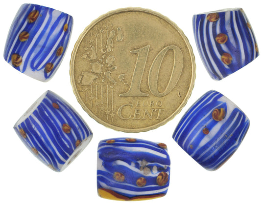 Rare Antique Fancy Oval Venetian Lampwork Glass Trade Beads 10-11Mm - alternate view