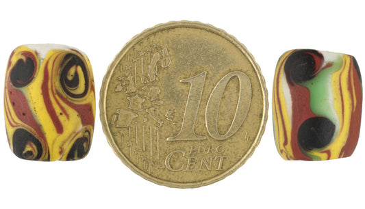 Rare Antique Oval "Fancy" Venetian Lampwork Beads With Trail Decoration - alternate view