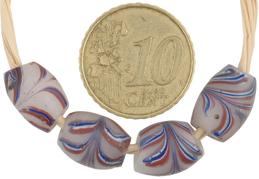 Antique Oval Feather Venetian Lampwork Trade Beads - African Trade Glass - alternate view