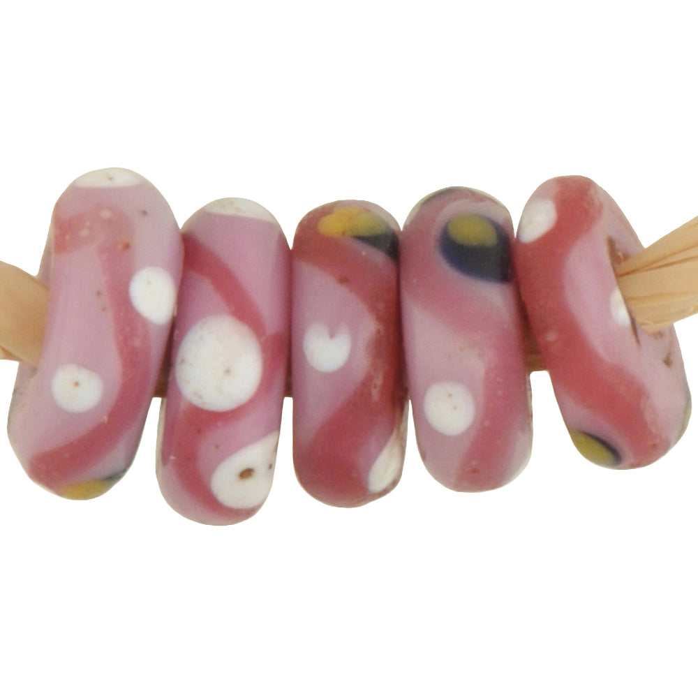 Rare Old Pink "Pineapple" Venetian Glass Trade Beads - African Lampwork, 8Mm