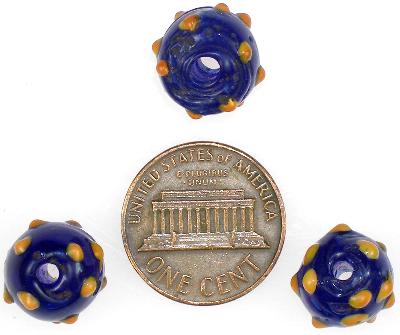 Rare Translucent Cobalt Blue Raised "Eye" Venetian Wound Glass Trade Beads - alternate view