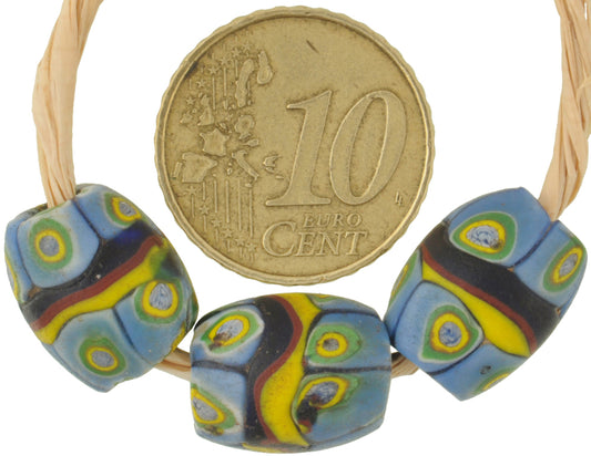 Antique Banded Oval Millefiori Venetian Mosaic Beads - African Trade Beads - alternate view
