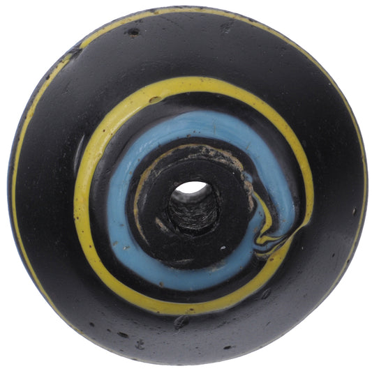Beautiful Rare Antique Black Bicone Venetian Wound Glass Trade Bead - alternate view