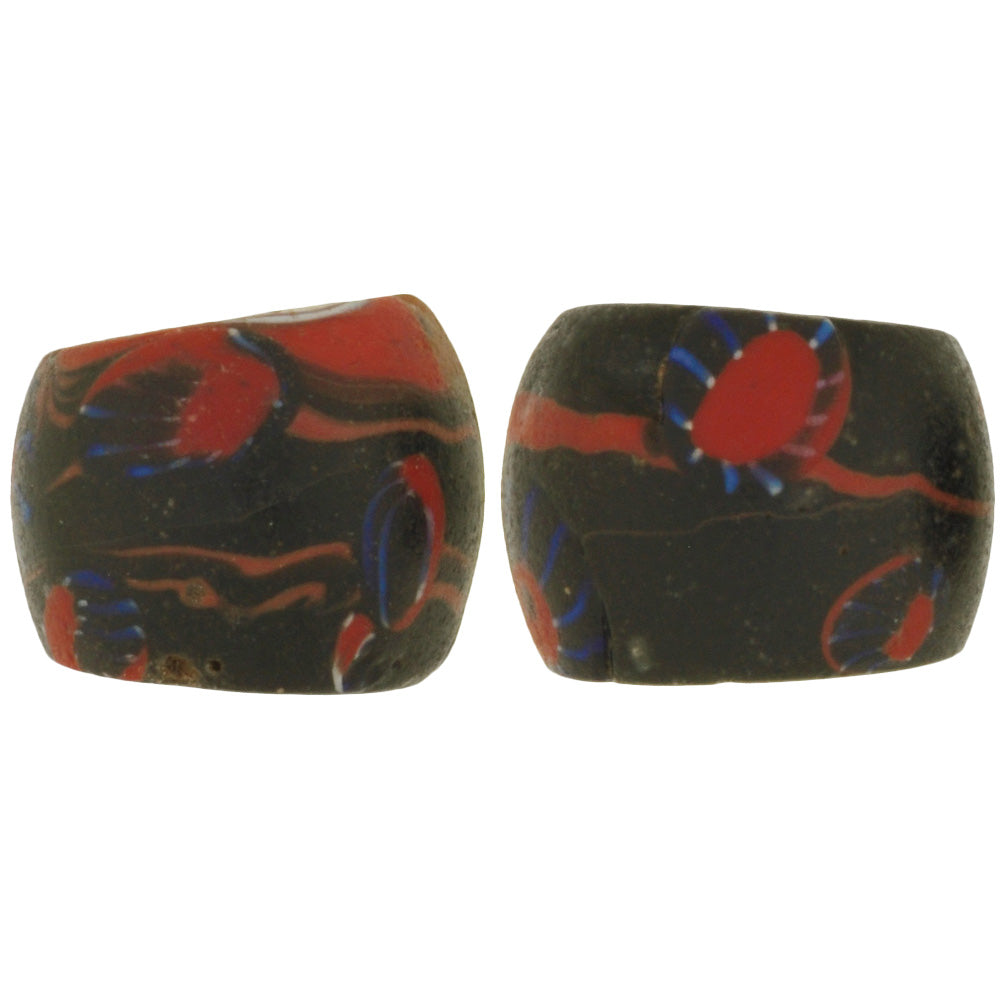 Rare Large Antique Venetian Millefiori Mosaic Glass Trade Beads, 15X12Mm
