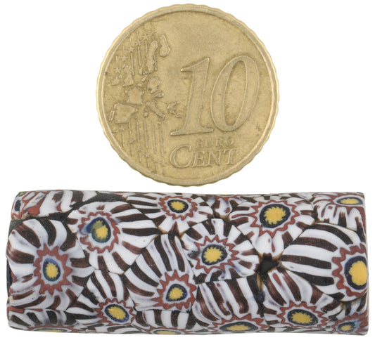 Rare Large Antique Millefiori Mosaic Glass Trade Bead - African Trade Beads - alternate view