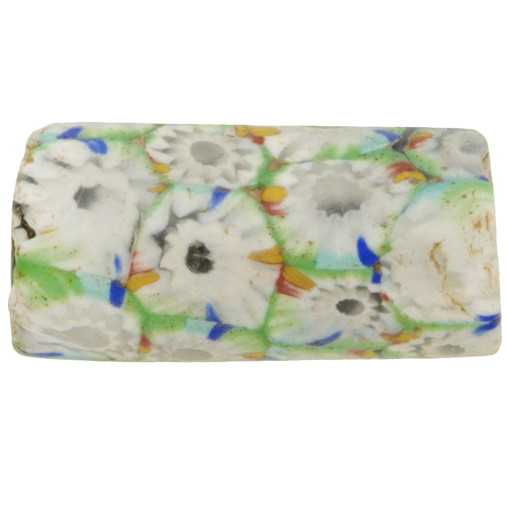 Rare Antique Large Venetian Millefiori Mosaic Glass Trade Bead, 23X11Mm