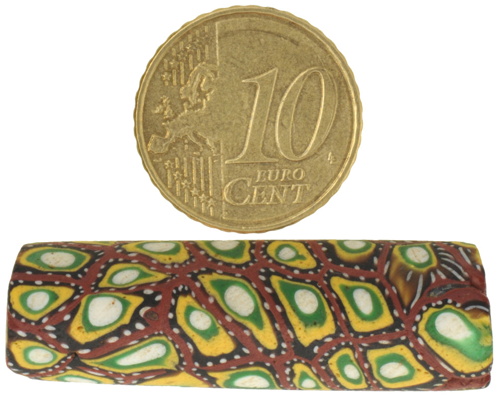 Rare Large Antique Millefiori Mosaic Venetian Trade Bead, 41X12Mm - alternate view
