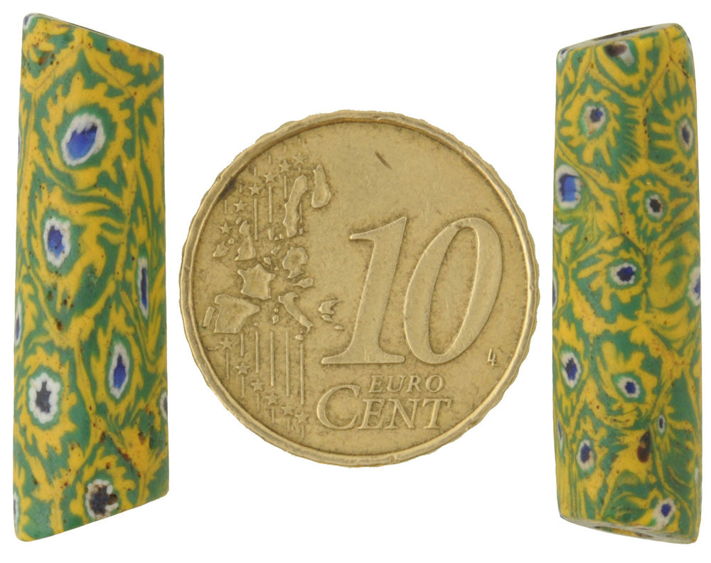 Antique Large Venetian Millefiori Mosaic Beads Pair - African Trade - alternate view