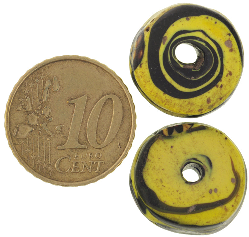 Rare Antique Large Venetian Millefiori Mosaic Glass Trade Beads - 17X8Mm - alternate view