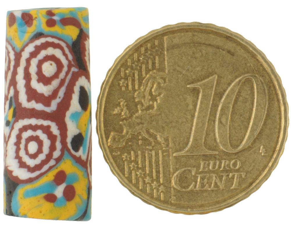 Rare Antique Venetian Millefiori Mosaic Glass Trade Bead, 21 X 9 Mm - alternate view