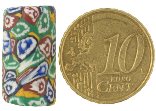 Rare Antique Venetian Millefiori Mosaic Glass Trade Bead, 20X11Mm - alternate view