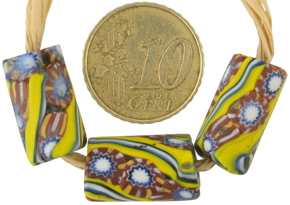Rare Antique Venetian Millefiori Mosaic Glass African Trade Beads 17-18Mm - alternate view