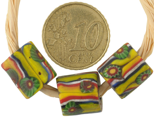 Rare Antique Venetian Millefiori Mosaic Glass Trade Beads - 12X11Mm - alternate view