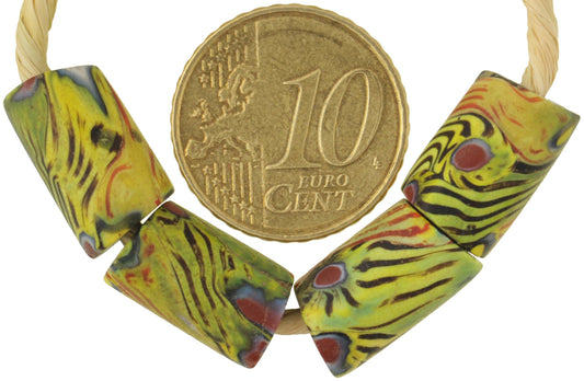 Rare Antique Venetian Millefiori Mosaic Glass Trade Beads, 14-15Mm - alternate view