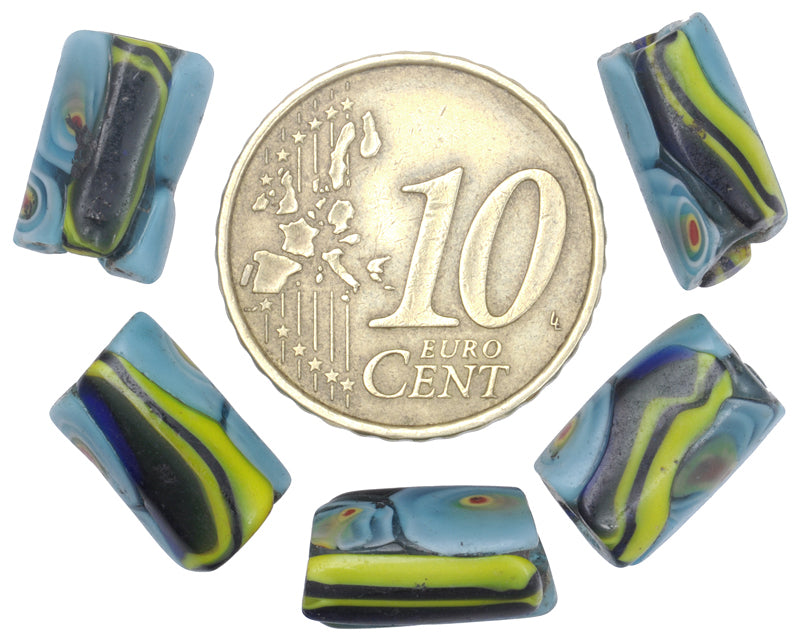 Antique Venetian Millefiori Mosaic Glass Trade Beads, 12-13Mm, Early 1900S - close-up