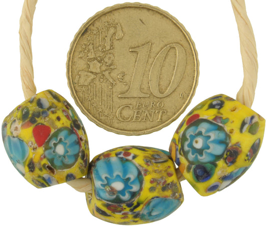 Antique Oval Millefiori Mosaic Glass African Trade Beads 14X12Mm - alternate view