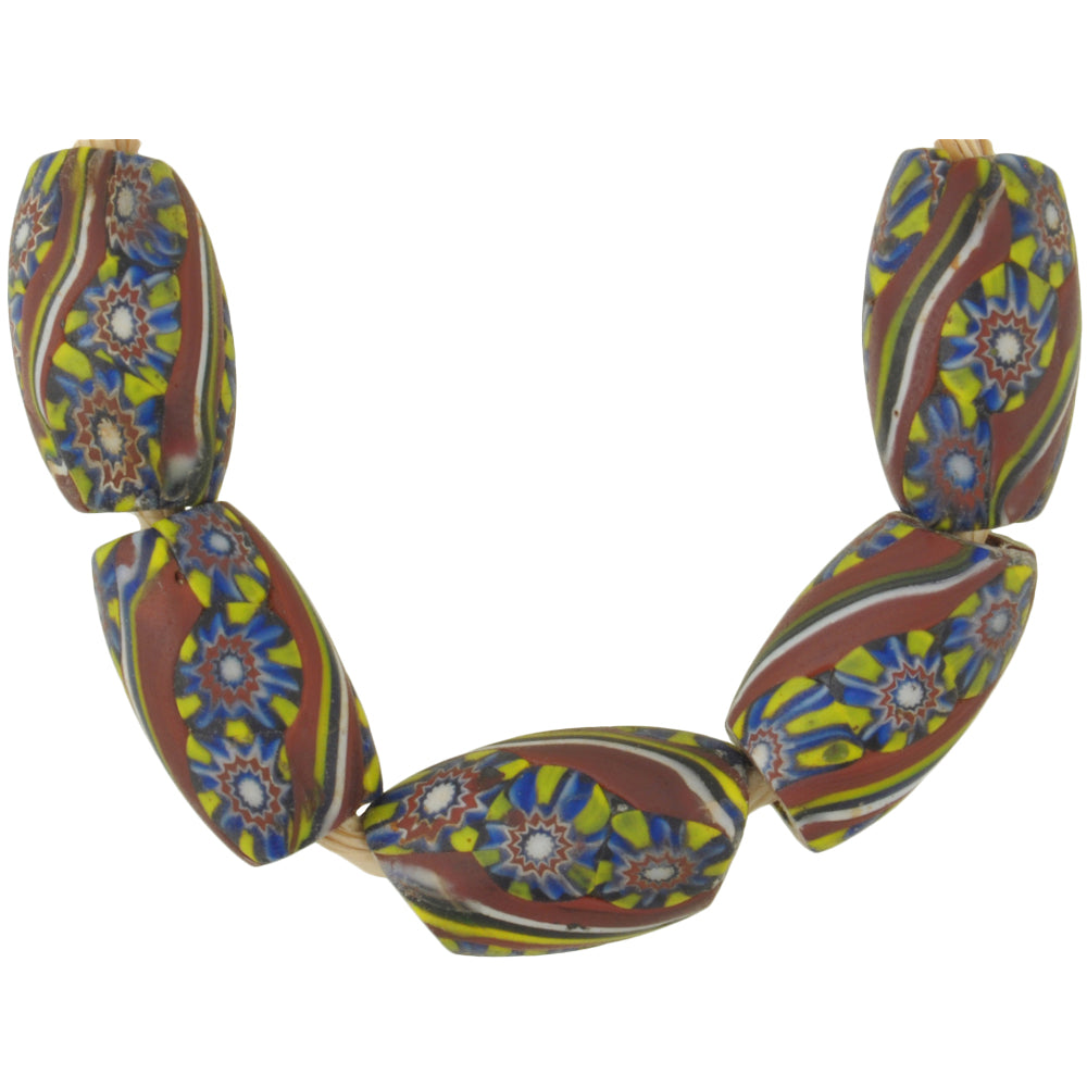 Antique Oval Venetian Millefiori Mosaic Trade Beads - African Trade Beads