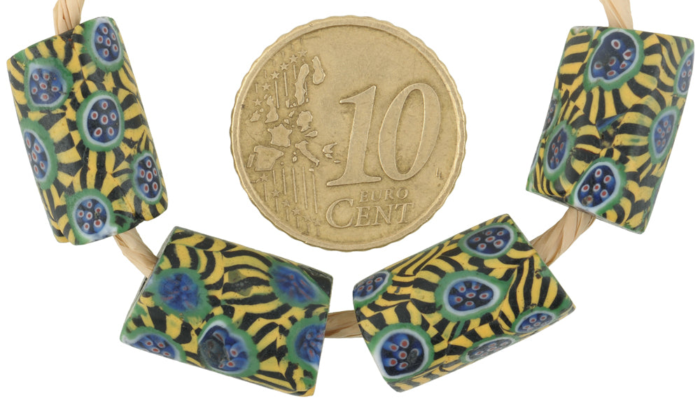 Rare Antique Peacock Venetian Millefiori Glass Trade Beads, 16Mm - alternate view