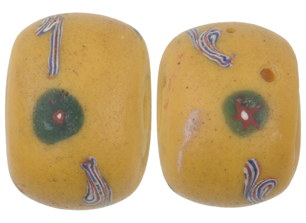 Rare Antique "Fancy" Venetian Lampwork Glass Trade Beads, 16Mm, African Trade - close-up