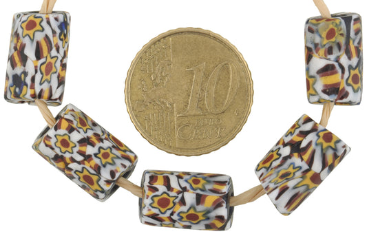 Rare Antique Millefiori Venetian Mosaic Glass Trade Beads (14Mm X 9Mm) - alternate view
