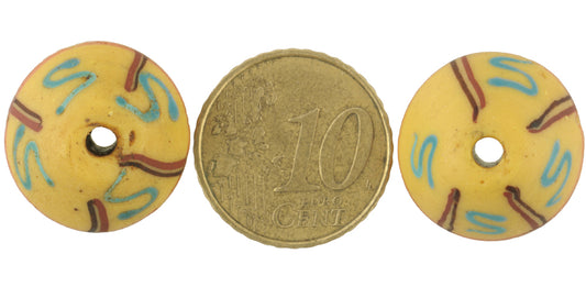 Rare Antique Yellow Bicone Venetian Lampwork Trade Beads, 15X13Mm - alternate view