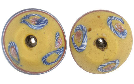 Rare Old Yellow Bicone "King" Venetian Lampwork Glass Trade Beads - alternate view