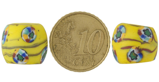 Rare Antique Round Venetian Millefiori Mosaic Beads 15X13Mm, African Trade - alternate view