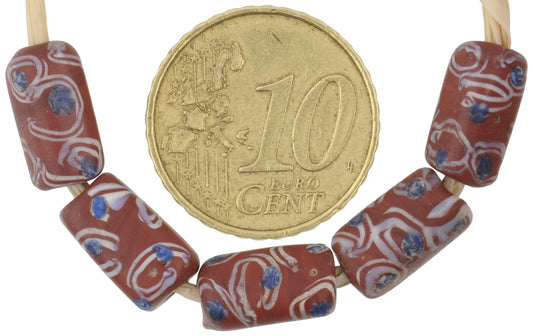 Antique Rectangular Brick Eye Venetian Lampwork Glass Trade Beads - 1800S - alternate view