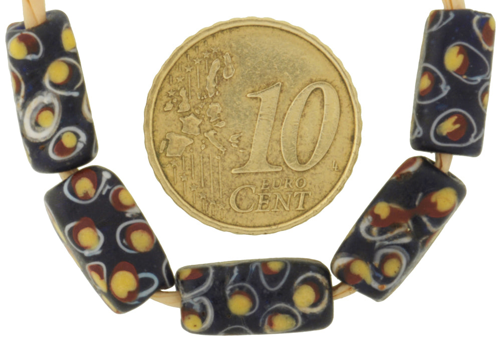 Rare Antique Rectangular Fancy Venetian Wound Glass Trade Beads - African Trade - alternate view