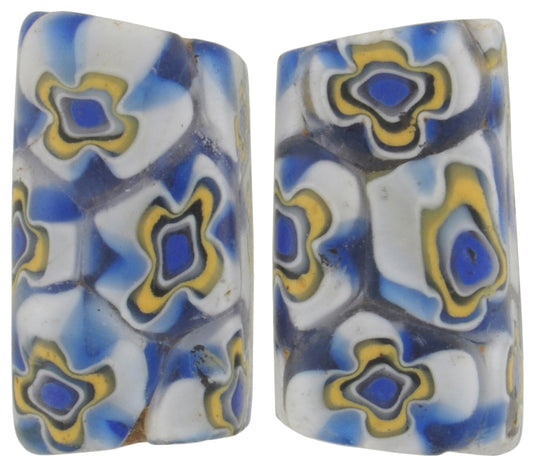 Rare Rectangular Antique Venetian Millefiori Glass Trade Beads - alternate view