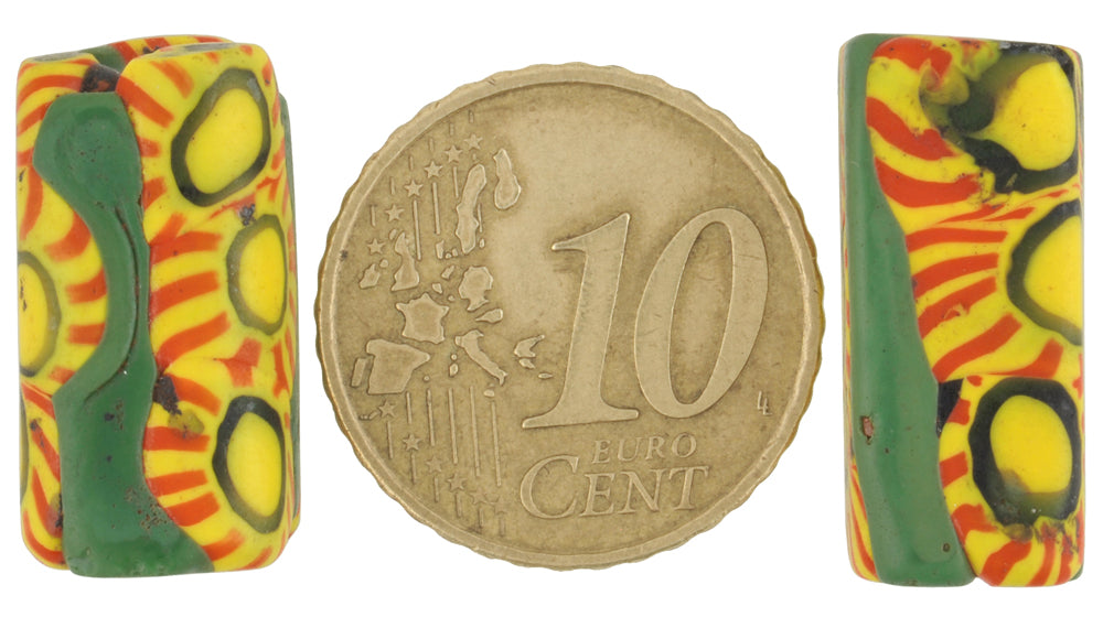 Rare Antique Rectangular Venetian Millefiori Mosaic Trade Beads - 1900S - close-up