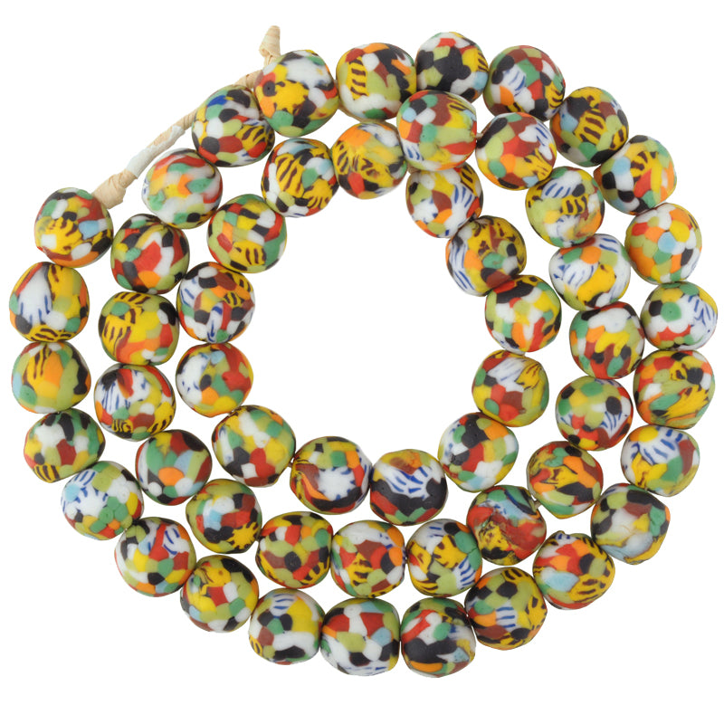Handmade African Trade Beads, Recycled Glass, Ghana Krobo Beads