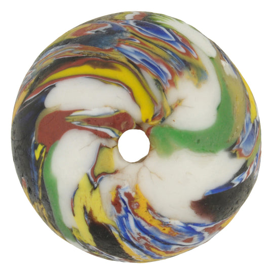 Large African Recycled Glass Trade Beads From Ghana - 29X26Mm - alternate view