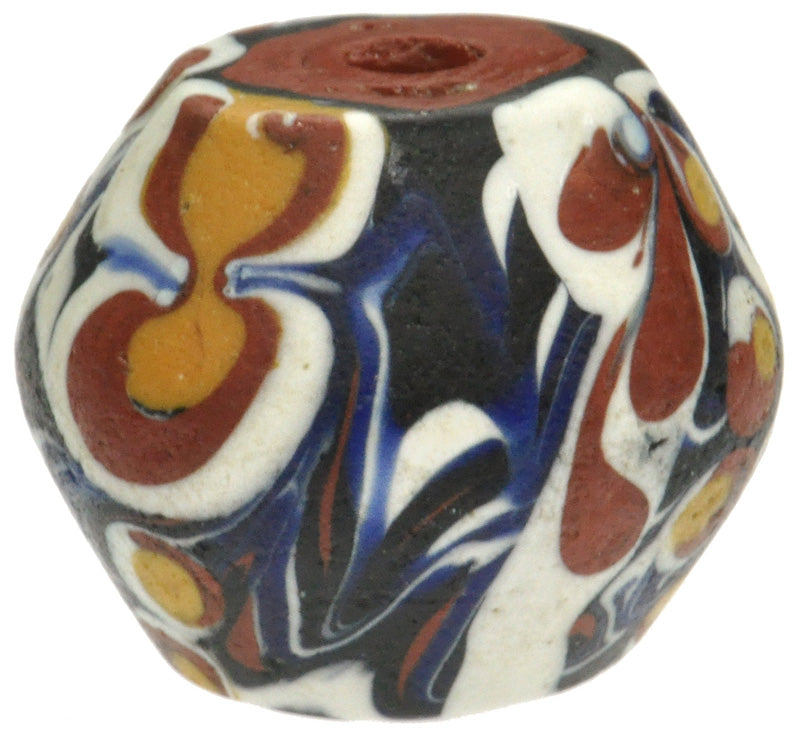 Rare Antique Bicone Venetian Lampwork Glass Trade Bead With Trail Decoration - close-up