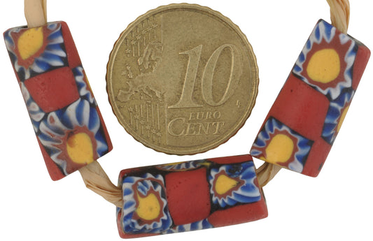 Rare Antique Venetian Millefiori Mosaic Glass Trade Beads, 19-20Mm - alternate view